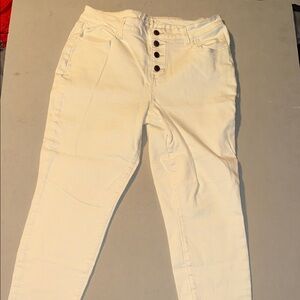 Maurice’s white jeans with cream color stitching Straight leg Mid Rise Size 16